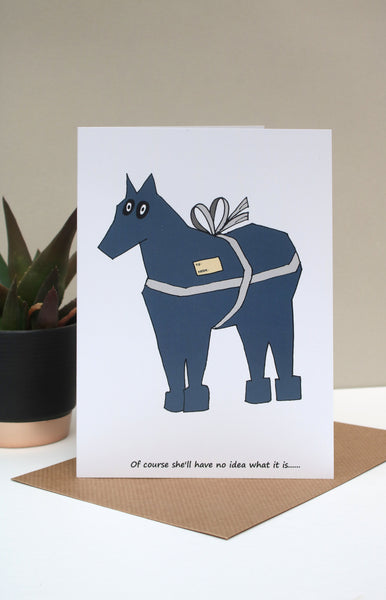 7 x 5 Funny Horse card - Present