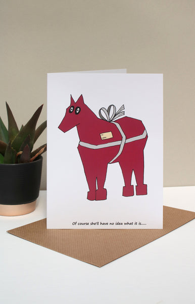 7 x 5 Funny Horse card - Present