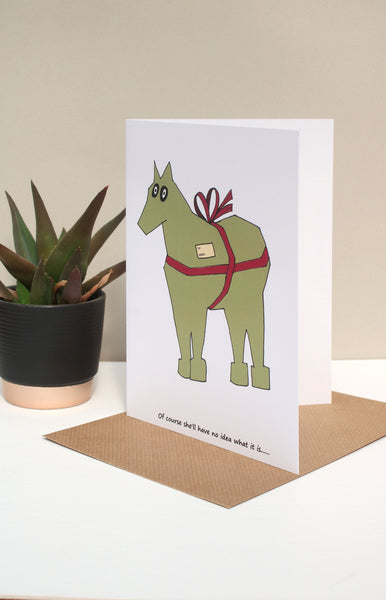 7 x 5 Funny Horse card - Present