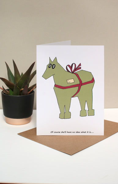 7 x 5 Funny Horse card - Present