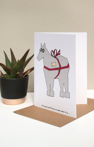 7 x 5 Funny Horse card - Present