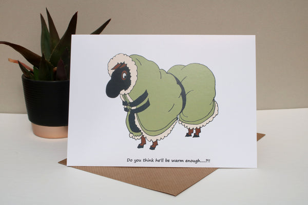 7 x 5 Funny Horse card - Warm enough