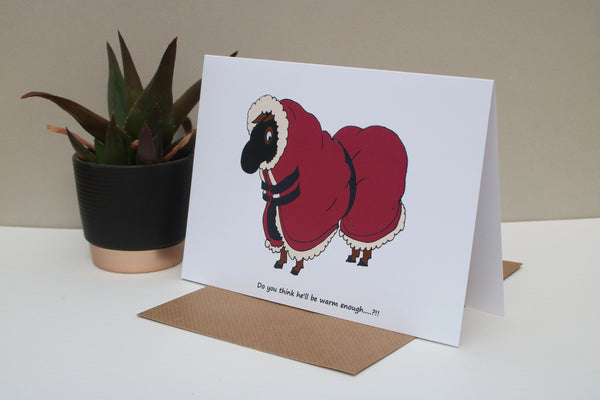7 x 5 Funny Horse card - Warm enough