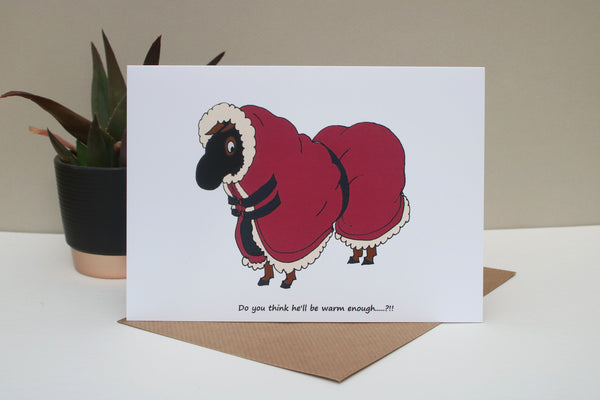 7 x 5 Funny Horse card - Warm enough