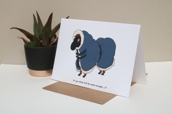 7 x 5 Funny Horse card - Warm enough