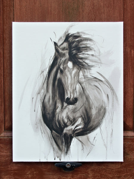16/100 Bold II black and white horse art
