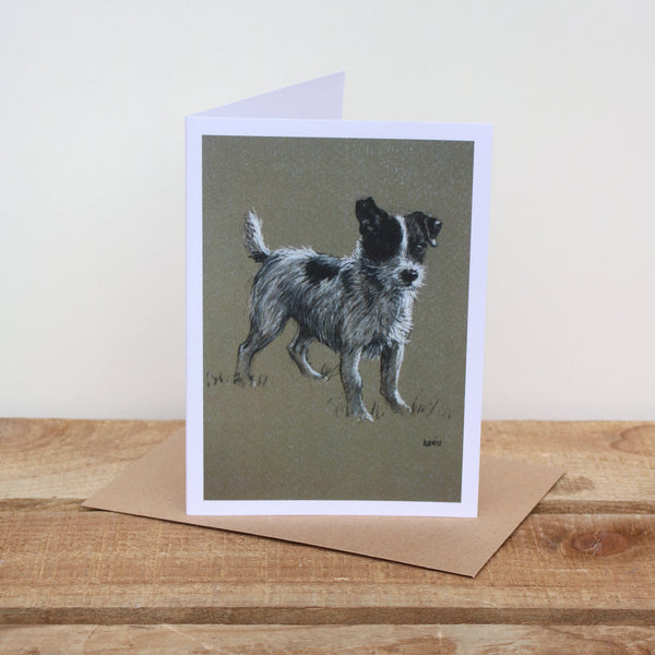 Jack Russell Terrier dog art card - Mr Alert