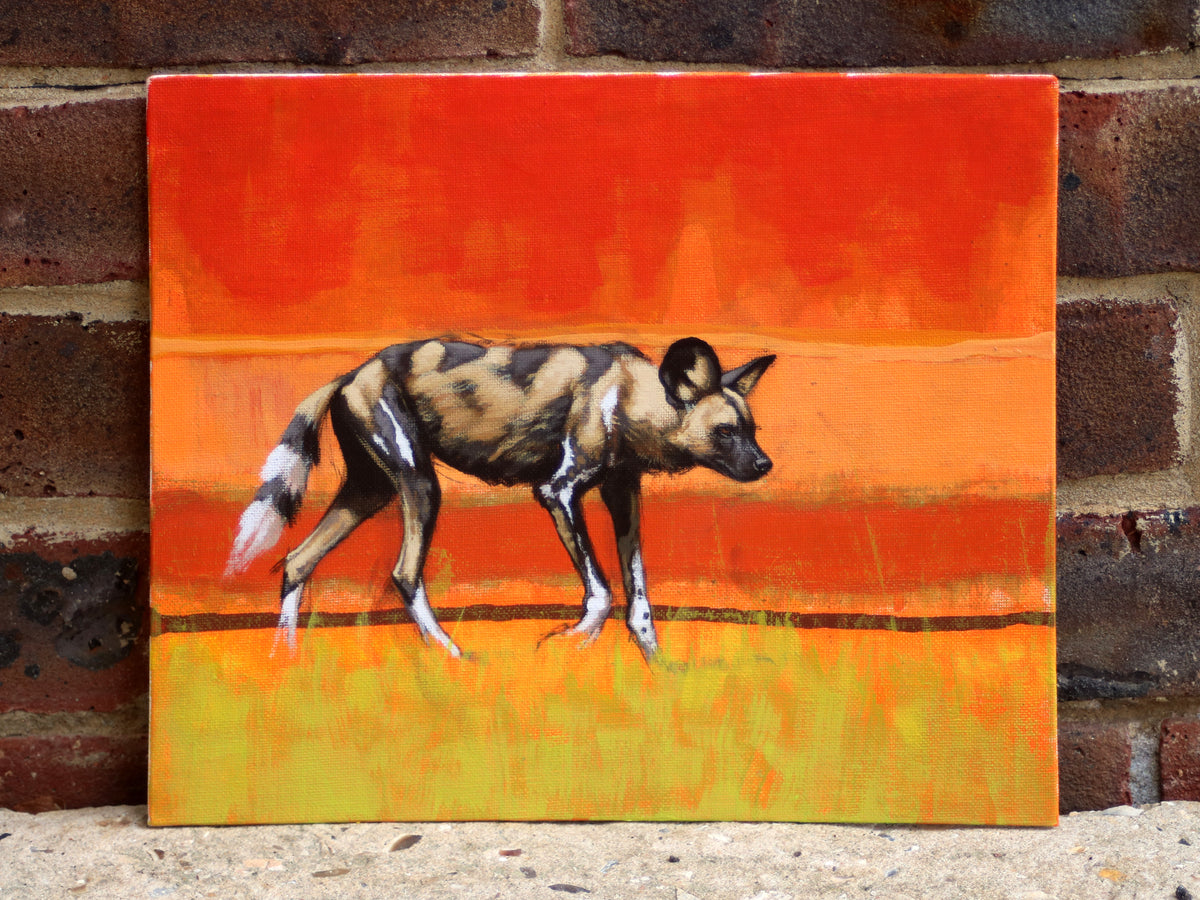 31/66 African Painted Dog Painting series Heather Irvine Wildlife and