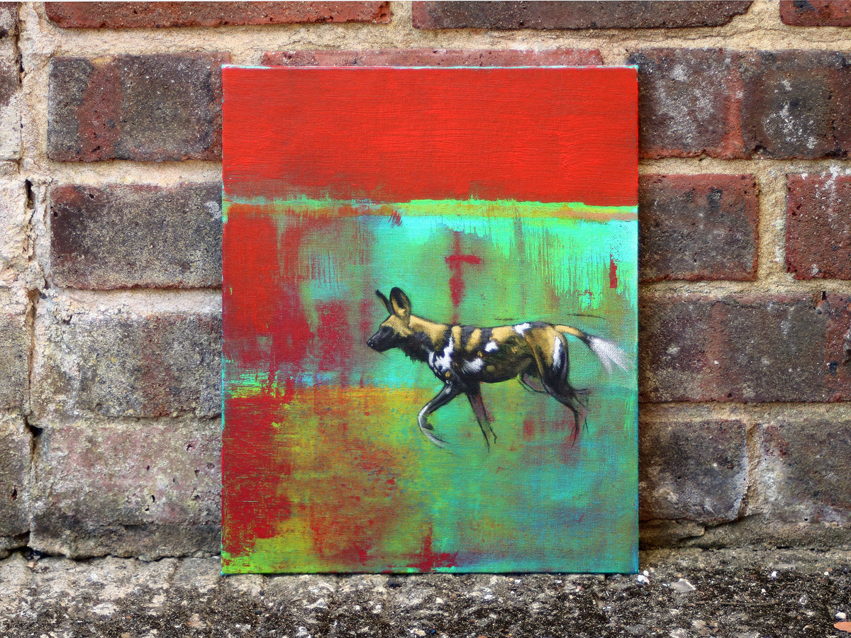 31/66 African Painted Dog Painting series Heather Irvine Wildlife and