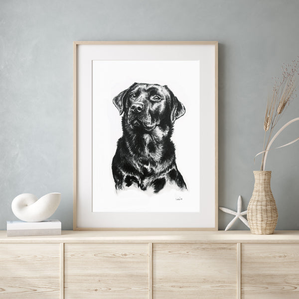 Black Labrador dog print