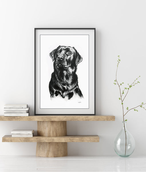 Black Labrador dog print
