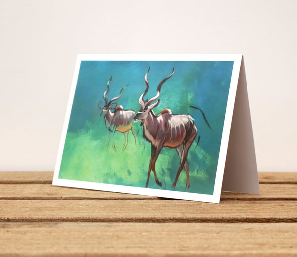A6 Wildlife card - Two Kudu