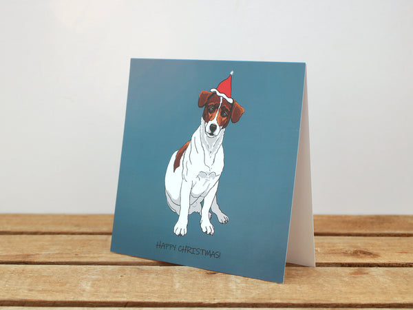Tan and White Jack Russell Dog Christmas card