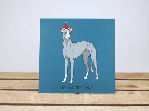 Grey Whippet Dog Christmas card