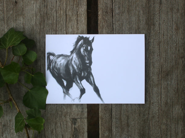 A6 Horse card - Black