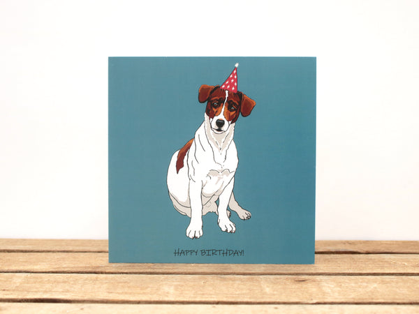 Jack Russell Terrier Birthday card - Tan and White