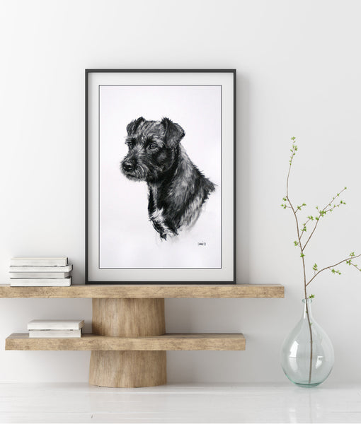 Patterdale Terrier dog print