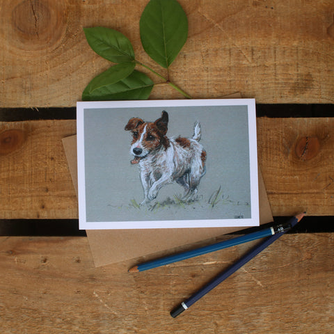 Jack Russell Terrier dog art card - Hairy Fun