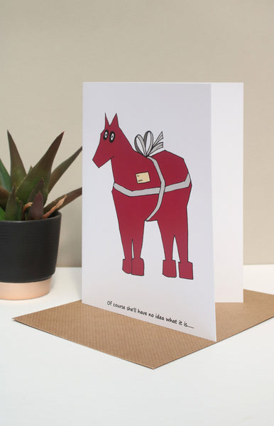 7 x 5 Funny Horse card - Present