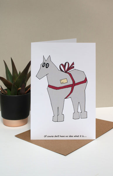 7 x 5 Funny Horse card - Present