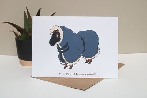 7 x 5 Funny Horse card - Warm enough