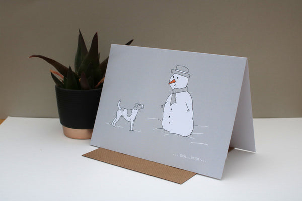 Oh Hello Snowman Funny Jack Russell Dog Christmas card