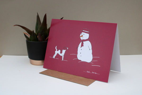 Oh Hello Snowman Funny Jack Russell Dog Christmas card