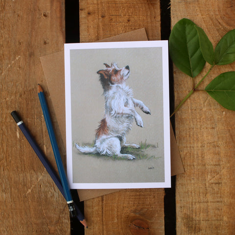 Jack Russell Terrier dog art card - I can sit!