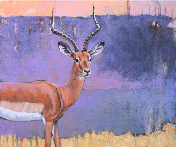Impala antelope mixed media painting on canvas board