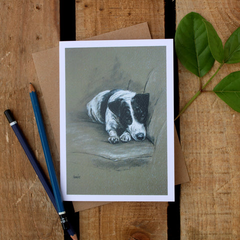 Jack Russell Terrier dog art card - In my spot