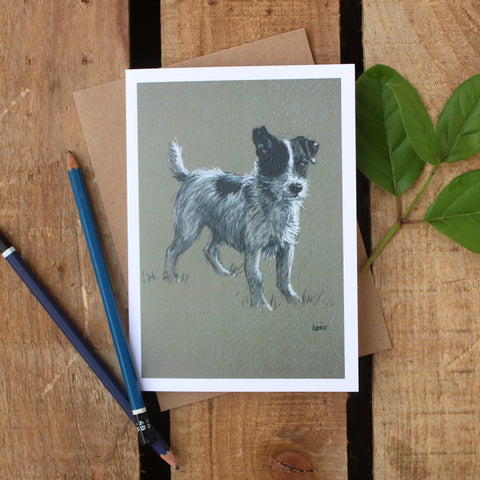 Jack Russell Terrier dog art card - Mr Alert