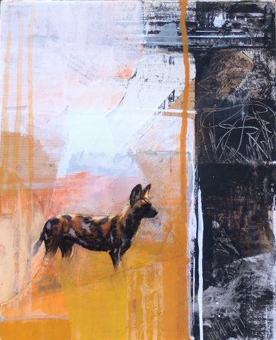 52/66 - Painted Dog Mixed Media and Collage 1