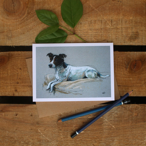 Jack Russell Terrier dog art card - Relaxed