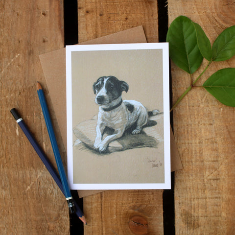 Jack Russell Terrier dog art card - Smiler