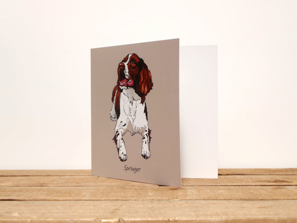 Springer Spaniel Dog Tan and white Sitting Card