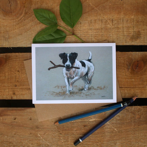 Jack Russell Terrier dog art card - Sticks!