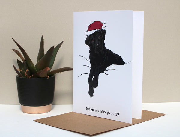 Black Labrador Dog Funny Christmas card 'Mince Pie'