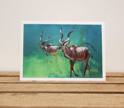 A6 Wildlife card - Two Kudu