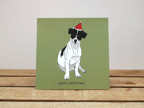 Black and White Jack Russell Dog Christmas card