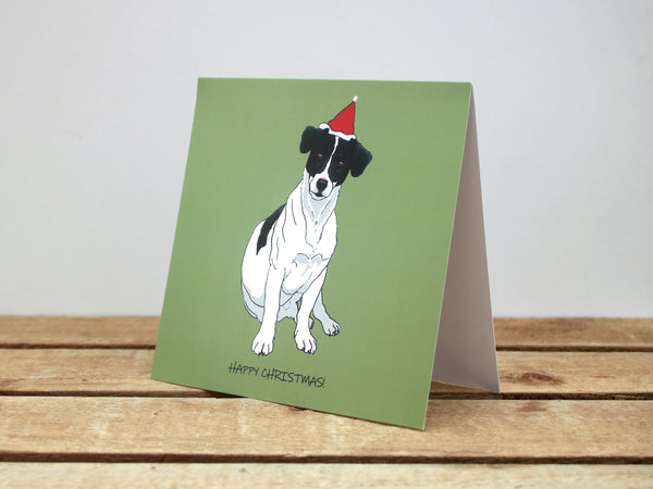 Black and White Jack Russell Dog Christmas card