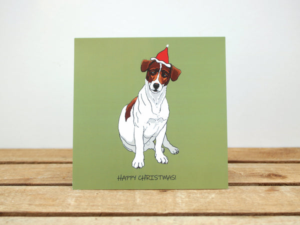 Tan and White Jack Russell Dog Christmas card