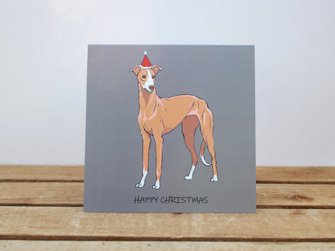 Fawn Whippet Dog Christmas card