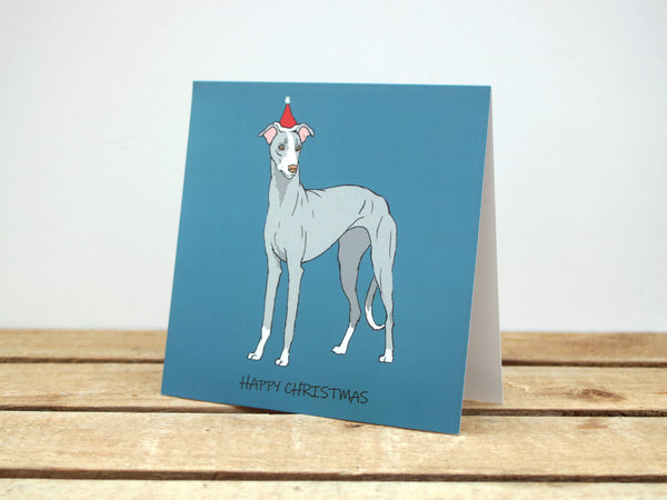 Grey Whippet Dog Christmas card