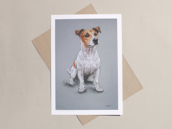 Jack Russell A4 single dog print with small white border surround