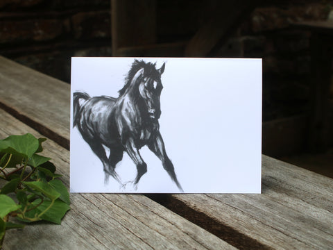 A6 Horse card - Black