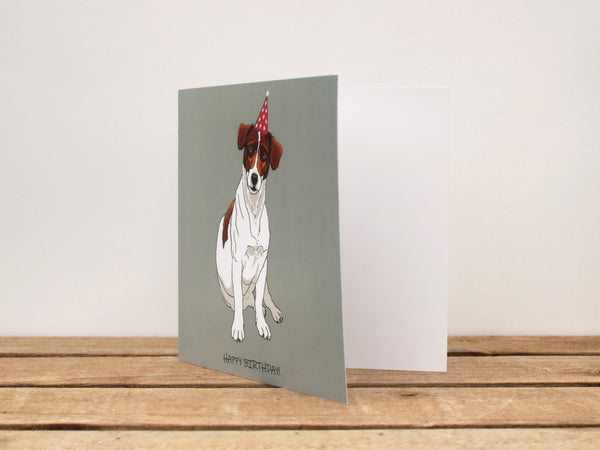 Jack Russell Terrier Birthday card - Tan and White